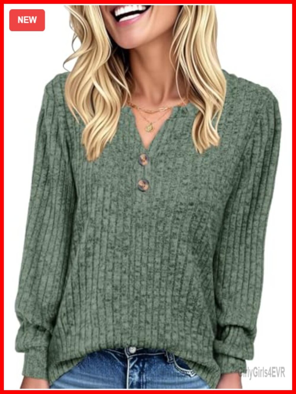 Women's Long Sleeve Henley Tunic Sweater Loose Fit Fall Pullover Top